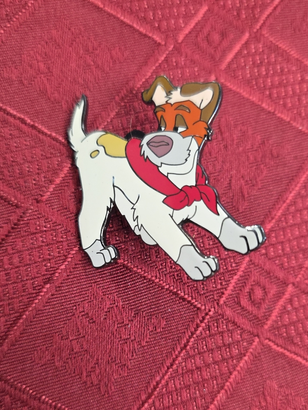 Disney Enamel Dog Pin in White, Red and Brown